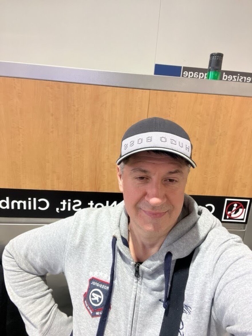 Kyrylo Gencho on route to the U.S. after being approved for humanitarian parole through the Uniting for Ukraine program in 2022.