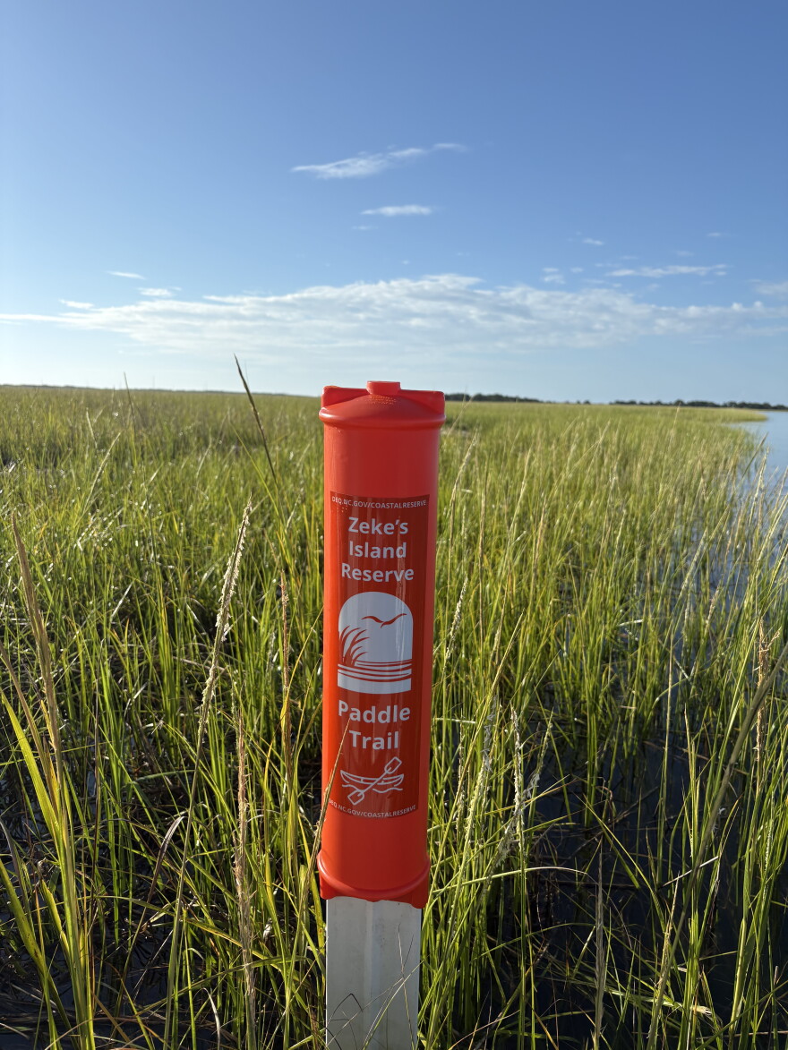 This is one of the markers for Zeke's Island paddle route.