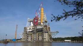 The massive core stage for NASA’s Space Launch System (SLS) rocket is in the B-2 Test Stand at NASA’s Stennis Space Center near Bay St. Louis, Mississippi, for the core stage Green Run test series. Photo: NASA