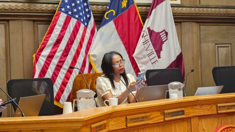 Antanette Mosley at an Asheville City Council meeting