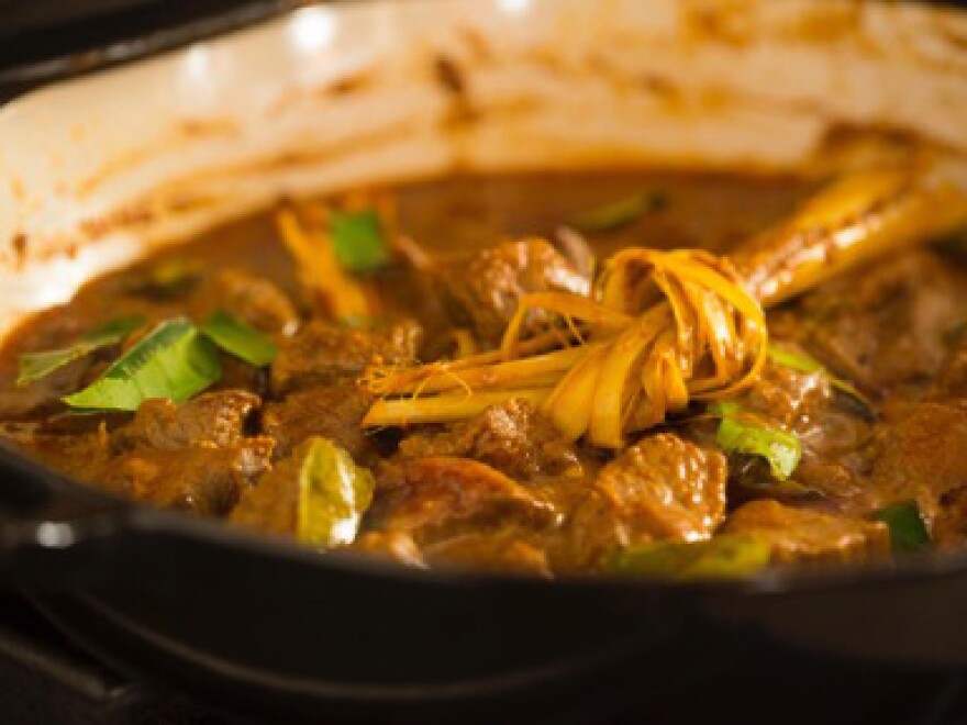 Lots of meats can be used in rendang — chicken, beef, goat, duck, lamb, pork — or even potatoes or tofu. Above, a beef rendang.
