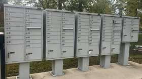 Mailboxes at a Gainesville apartment complex on Southwest 43rd Street. Some residents have complained about delayed and mis-delivered mail, damaged packages, and inaccurate tracking information. (Gabriela DeAlmeida/WUFT News)