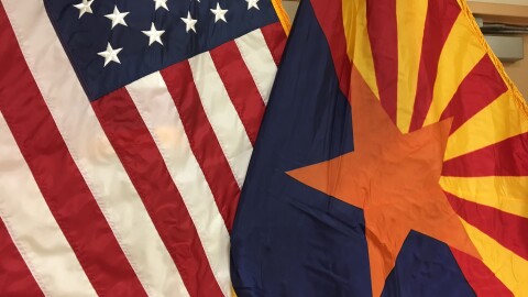 arizona flag, u.s. flag