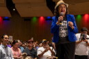 Dolores Huerta speaks at a campaign event for gubernatorial candidate Beto O’Rourke in 2022. The Mexican American labor leader and civil rights activist has died at the age of 96.