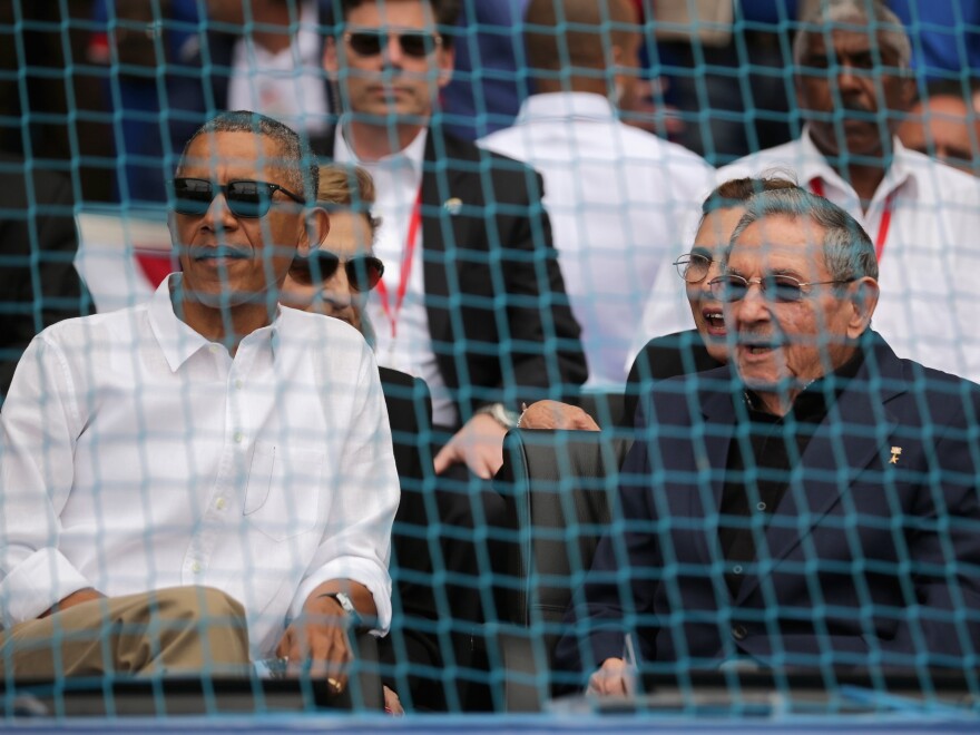 U.S. President Barack Obama and Cuban President Raul Castro attended a game between the Cuban national team and the Tampa Bay Devil Rays at the Estado Latinoamericano March 22, 2016 in Havana, Cuba.