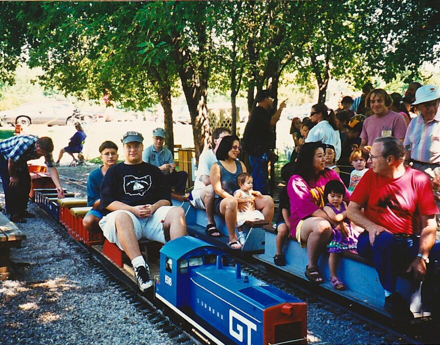 Boys on a train at Penitentiary Glen Reservation