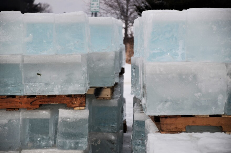 Ice blocks harvested from Silver Lake in Eagle River.