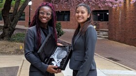 Sumner Academy students (left) Neymara Freeman and Gabriela Perez-Garcia participated in the Urban Debate National Championships in Washington, D.C., last month. Freeman won Top Speaker.