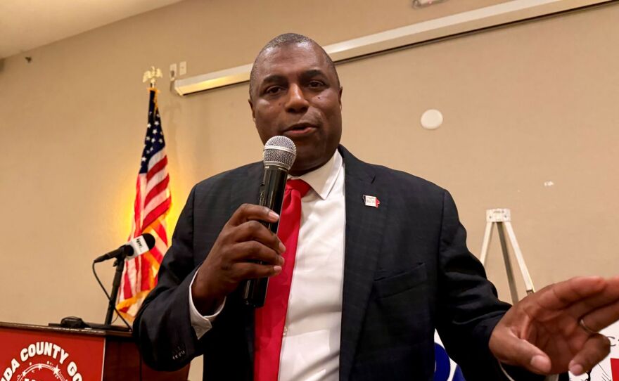 State Rep. Eddie Andrews of Johnston takes part in a candidate forum in Holstein.