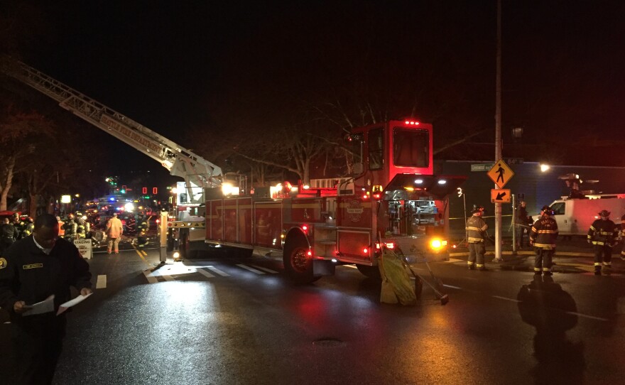 Fire crews on the scene of a gas leak explosion in Seattle's Greenwood neighborhood in the early hours of Wed., March 9, 2016.