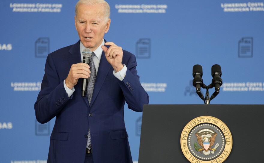 President Joe Biden speaks about health care and prescription drug costs at the University of Nevada, Las Vegas, Wednesday, March 15, 2023, in Las Vegas.