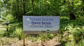 A sign at the future site of a dark skies viewing area in Cameron County. 
