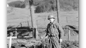 Army sgt. Jack Foy of Rochester, Feb. 1945 near the Belgium-German border