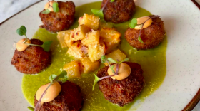 Crab arancini from Aguasanta restaurant in New Orleans.