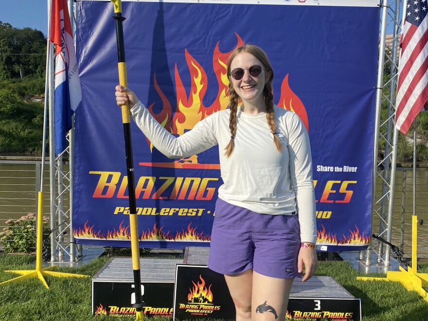 Abbey at the fifth annual Blazing Paddles Paddlefest on the Cuyahoga River.