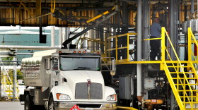 Oil trucks load and unload at terminal facilities in South Portland on Thursday, July 25, 2013. A Fielding Oil truck fills up with heating oil at the Sprague terminal in South Portland, Maine.