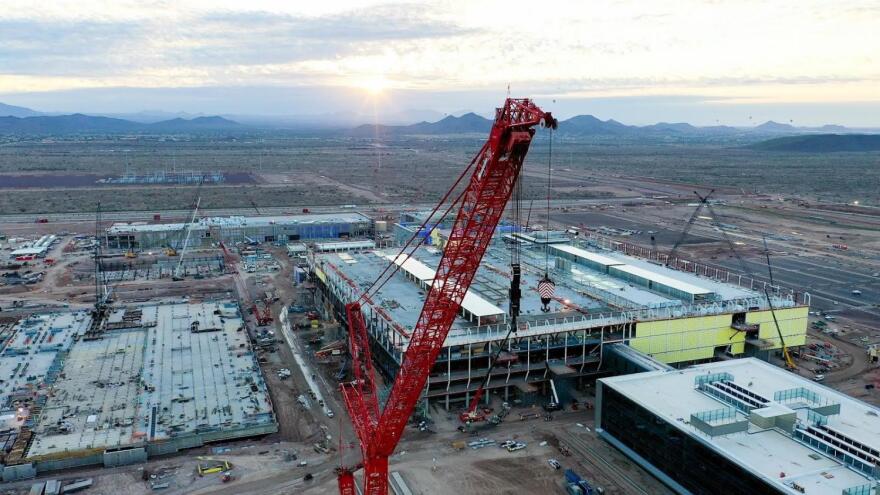 A crane at the Taiwan Semiconductor facility in the Valley.
