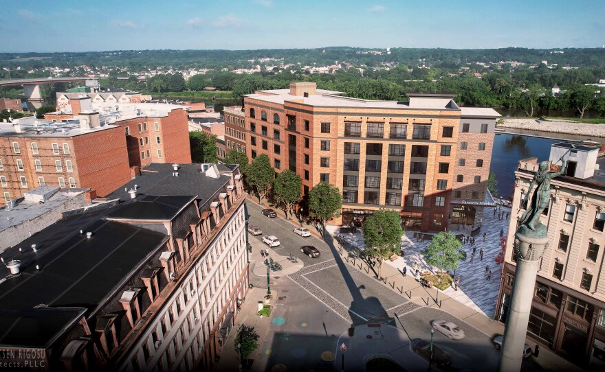 Renderings of the proposed One Monument Square project provided to WAMC by the City of Troy