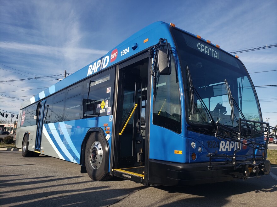 The new rapid bus, which is part of the city's bus rapid transit system