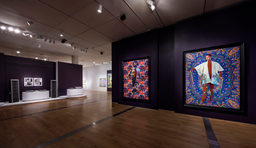 Two portraits of Alicia and Kasseem Dean painted by Kehinde Wiley open the GIANTS exhibit at the VMFA.