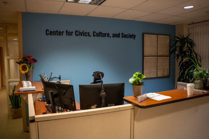 The front desk for the Center for Civics, Culture and Society at Cleveland State University, one of five state-mandated "intellectual diversity" centers at universities across Ohio.