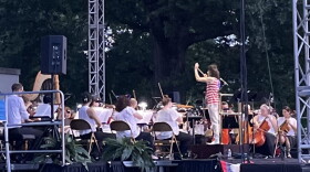 Lexington Philharmonic Music Director Melisse Burnet conducting the orchestra on 07-03-24