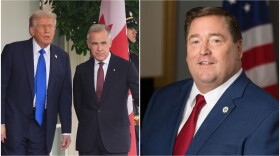 (Left) President Donald Trump greets Canadian Prime Minister Mark Carney at the White House, Tuesday, Oct. 7, 2025, in Washington. (Right) Louisiana Lt. Gov. Billy Nungesser