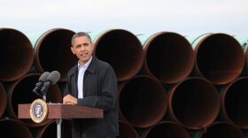 President Obama speaking in Cushing, Oklahoma in March 2012.