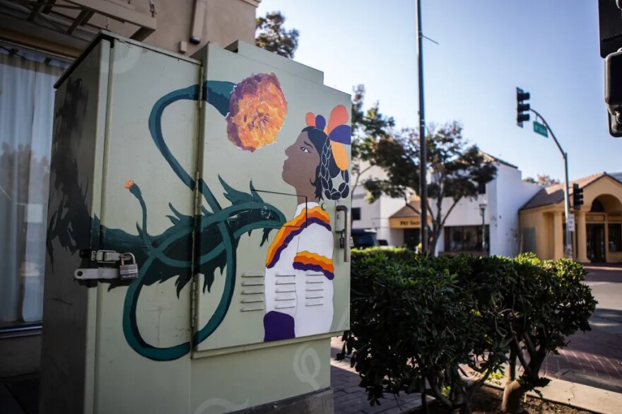 A mural painted on a power box in downtown Merced on Nov. 7, 2024.