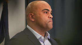 Former U.S. Rep. Colin Allred announces he is dropping out of Texas' Senate Democratic primary at the Dallas County Democratic Office on Dec. 8, 2025.