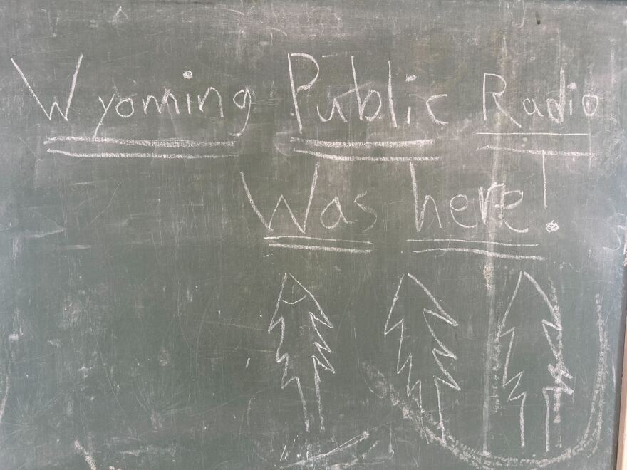 A chalkboard inside a warming hut near the Tie City trailhead.