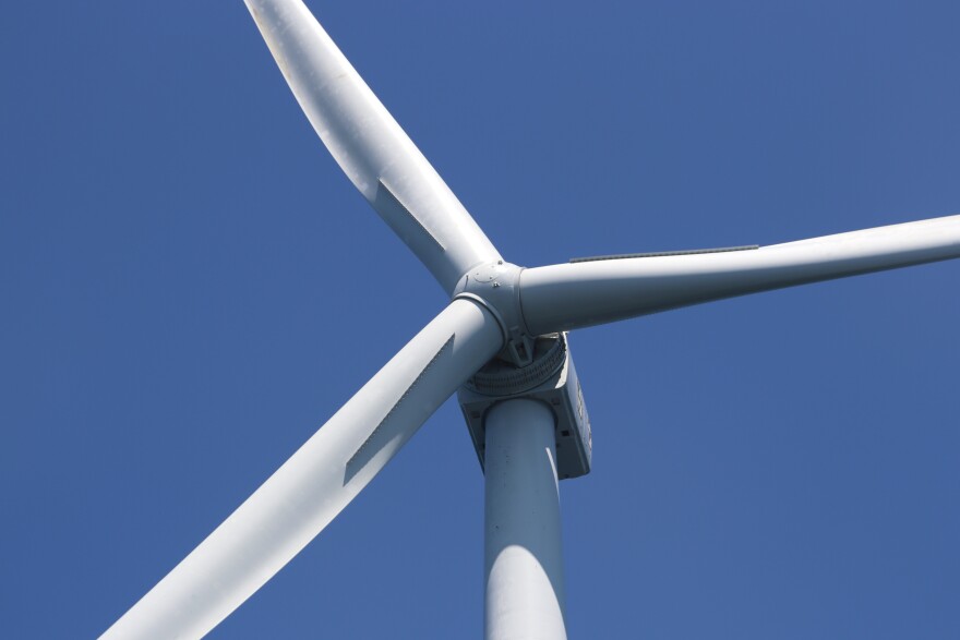 A wind turbine stands at the Vineyard Wind 1 offshore wind project, July 23, 2025.