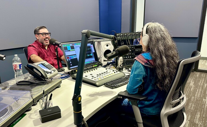 TPR's Norma Martinez interviews Texas Monthly's taco editor, José Ralat, at TPR headquarters.