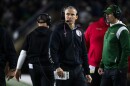 Florida State head coach Mike Norvell looks at the scoreboard during the second half of an NCAA college football game Saturday, Nov. 9, 2024, in South Bend, Ind. (AP Photo/Michael Caterina)