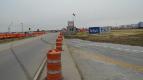 Work continues on the construction of the Intel plant north of Columbus.