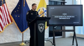 Anchorage Police Chief Sean Case at a press conference on May 29, 2026. The police department wants to involve various organizations in conversations about behavioral health and substance misuse.