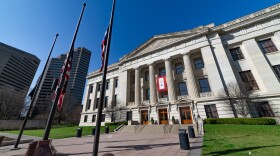 The Ohio Statehouse in downtown Columbus on March 26, 2020.