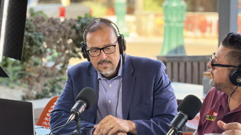 Arizona Secretary of State Adrian Fontes sits down for a live interview with La Campesina Radio in downtown Yuma on Tuesday, Oct. 27, 2026.