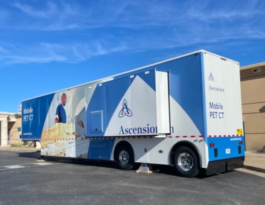 The Ascension St. John mobile PET/CT unit.