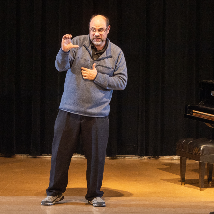 Joel Mankowski at the 2024 DeafStorySlam