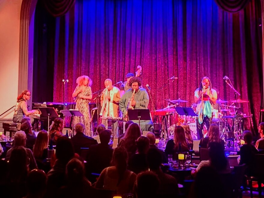Kamasi Washington performing at Jimmy’s Jazz and Blues Club in Portsmouth, New Hampshire. He is one of this year’s headliners at the Newport Jazz Festival running from July 31 to Aug 2.