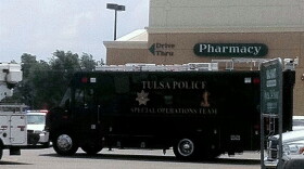 Tulsa Police Special Operations Team command post on the Wal-Mart parking lot.
