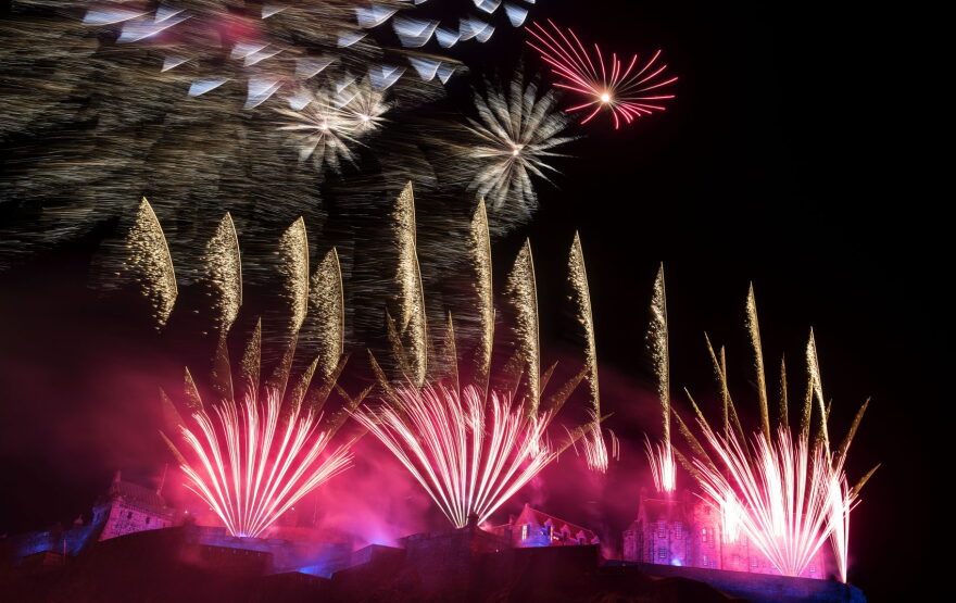 Fireworks light up the sky above Edinburgh Castle as part of Hogmanay celebrations on Dec. 31, 2015 in Edinburgh, Scotland. (Ross Gilmore/Getty Images for Unicef)