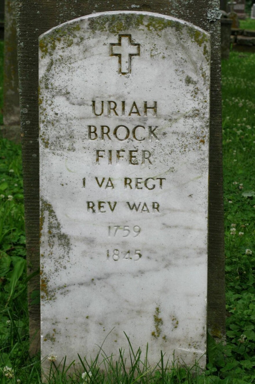 Uriah Brock headstone at Old Lorimer Cemetery, Cape Girardeau, Missouri