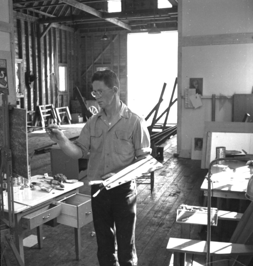 Robert McCloskey at work in his studio.