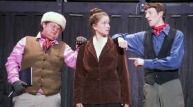 Eli Yeager, Ella Mallard and Jack Meyer rehearse "Anastasia" at the Triumvirate Theatre in Kenai, Alaska, on Monday, May 25, 2026.