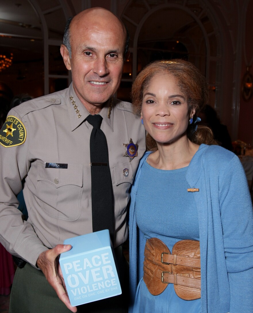 Honoree Constance Rice, right, with Los Angeles County Sheriff Lee Baca at the Peace Over Violence Annual Humanitarian Awards Dinner in 2007.