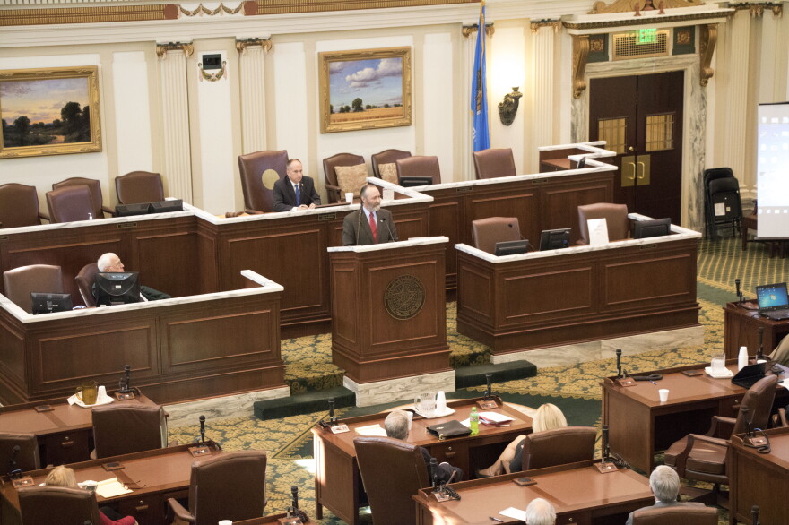 Oklahoma Farm Bureau President Tom Buchanan address lawmakers at a legislative study on water Monday, November 2, 2015. 