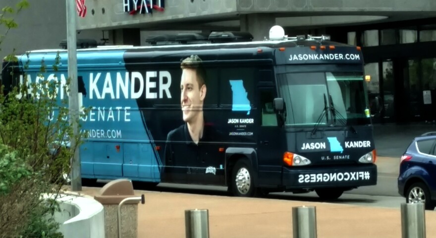 Jason Kander skipped Philadelphia to travel the roads of Missouri. The incumbent he's challenging, Sen. Roy Blunt, will travel  next week.