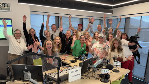 KPCW staff and volunteers celebrate a successful summer pledge drive